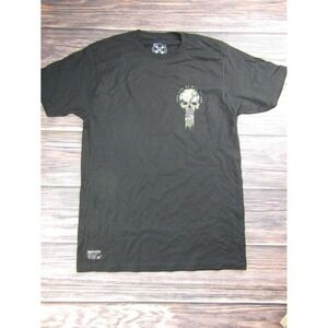 Howitzer Patriot Mens Medium Black T Shirt Military USA America Skull Flag...